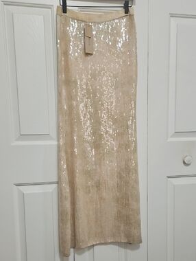 Chan Luu Sequined Chamapgne Maxi Skirt